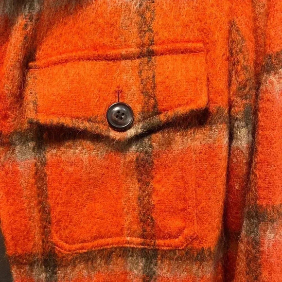 Todd Snyder |  Italian Wool/Mohair Check Zip Guide Jacket - Orange / Sz S - Picture 5 of 11